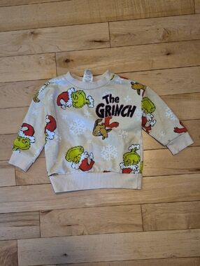 Kids Size 2T The Grinch Holiday Sweatshirt - Cream with Green & Red